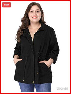 Women's Plus Size Lightweight Cotton Anorak Jacket with Pockets